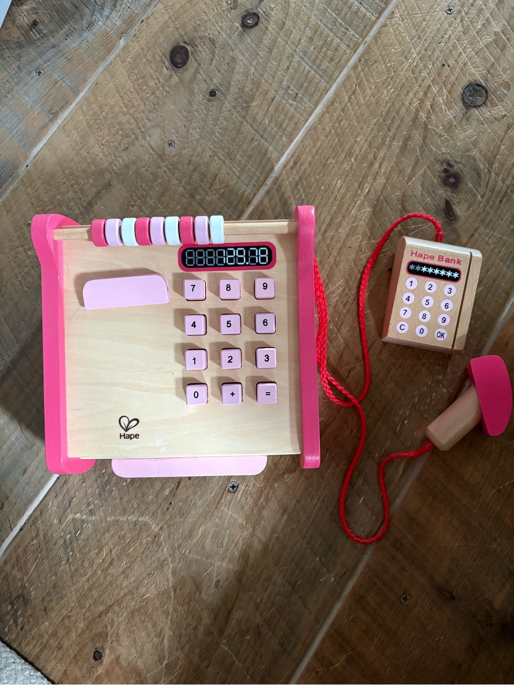 Hape Pink Wooden Play Cash Register